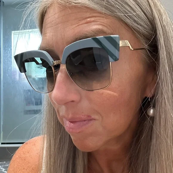 Fendi Blue and Green Striped Sunglasses - Picture 4 of 6